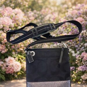 Coach Black and Silver Crossbody Bag